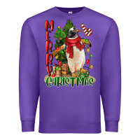 Purple merry christmas penguin Premium Sweatshirt - LillyAllenDesigns