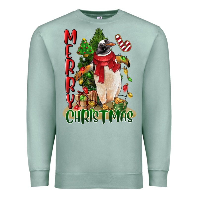 Merry Christmas Penguin Premium Sweatshirt by LillyAllenDesigns | Teevron