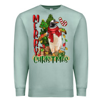 Seafoam merry christmas penguin Premium Sweatshirt - LillyAllenDesigns