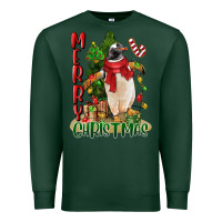 Sports Green merry christmas penguin Premium Sweatshirt - LillyAllenDesigns