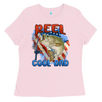 Bubblegum Pink reel cool dad Ladies Tee - MaliasSmallBusiness