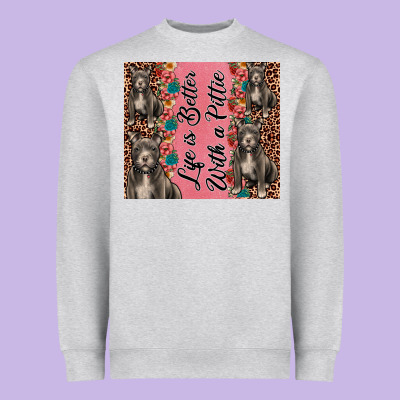 Life Is Better With A Pittie Heavyweight Sweatshirt Designed By Jahusdesignshop