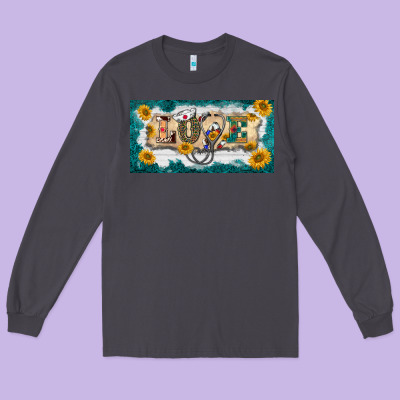 Western Love Nurse License Plate Template Long Sleeve Tee Designed By Barkaloodesign