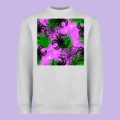 Halloween Spider Green Leopard Seamless Pattern Heavyweight Sweatshirt Designed By Bundleandbundleshop