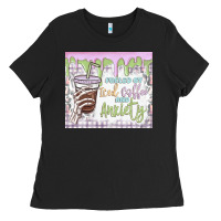 Black fueled by iced coffee and anxiety Ladies Tee - MaliasSmallBusiness