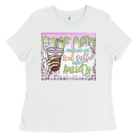 White fueled by iced coffee and anxiety Ladies Tee - MaliasSmallBusiness