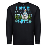 Black Home Is Where The Snow Falls Winter Penguin Premium Sweatshirt - LillyAllenDesigns