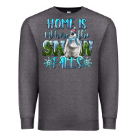 Charcoal Heather Home Is Where The Snow Falls Winter Penguin Premium Sweatshirt - LillyAllenDesigns