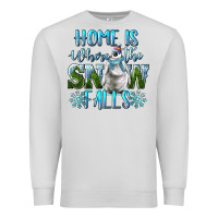 Dove Grey Home Is Where The Snow Falls Winter Penguin Premium Sweatshirt - LillyAllenDesigns