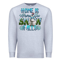 Heather Grey Home Is Where The Snow Falls Winter Penguin Premium Sweatshirt - LillyAllenDesigns