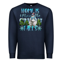Navy Home Is Where The Snow Falls Winter Penguin Premium Sweatshirt - LillyAllenDesigns