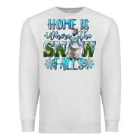 Oatmeal Heather Home Is Where The Snow Falls Winter Penguin Premium Sweatshirt - LillyAllenDesigns