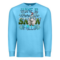 Ocean Blue Home Is Where The Snow Falls Winter Penguin Premium Sweatshirt - LillyAllenDesigns
