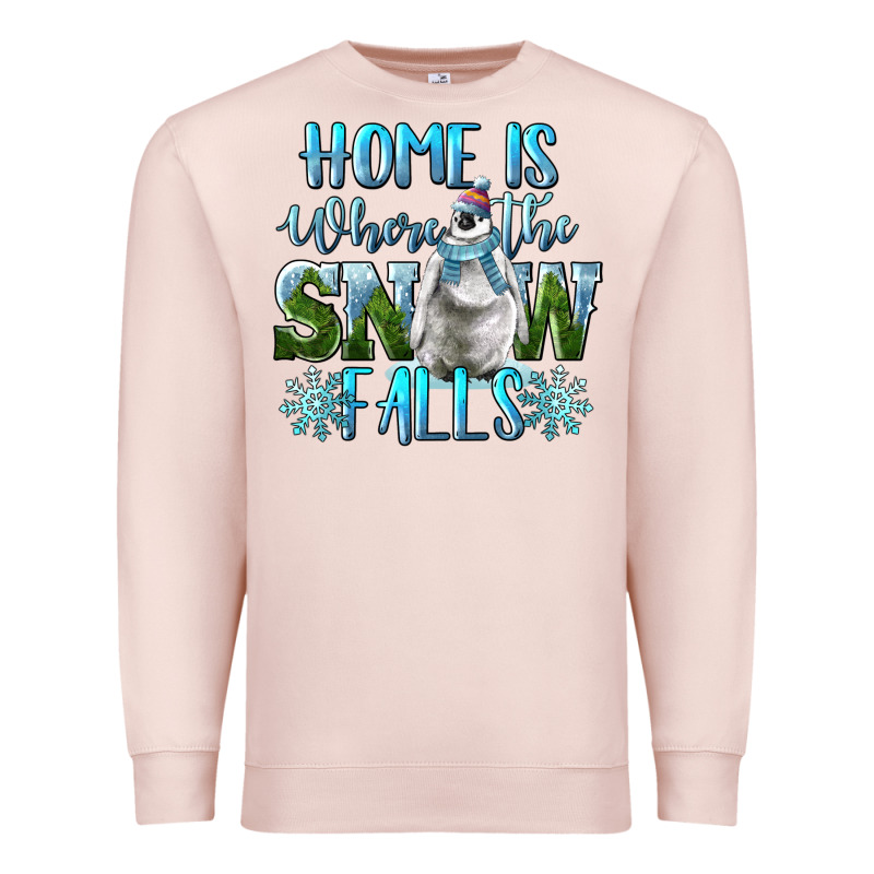 Home Is Where The Snow Falls Winter Penguin Premium Sweatshirt by LillyAllenDesigns | Teevron
