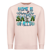 Pale Pink Home Is Where The Snow Falls Winter Penguin Premium Sweatshirt - LillyAllenDesigns