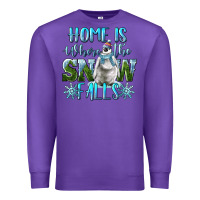 Purple Home Is Where The Snow Falls Winter Penguin Premium Sweatshirt - LillyAllenDesigns