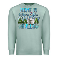 Seafoam Home Is Where The Snow Falls Winter Penguin Premium Sweatshirt - LillyAllenDesigns