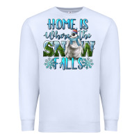 White Home Is Where The Snow Falls Winter Penguin Premium Sweatshirt - LillyAllenDesigns