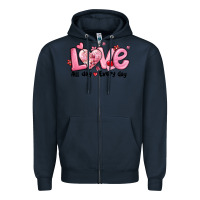 Navy love all day every day Zipper Hoodie - MaliasSmallBusiness