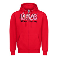 Red love all day every day Zipper Hoodie - MaliasSmallBusiness