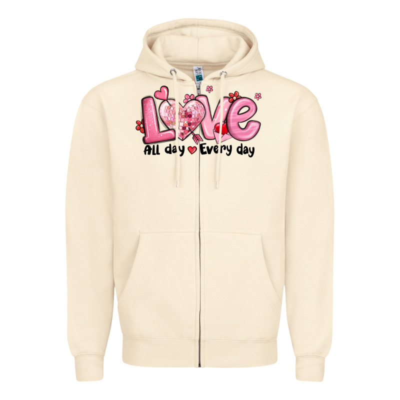 Love All Day Every Day Zipper Hoodie by MaliasSmallBusiness | Teevron