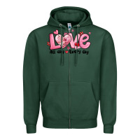 Sports Green love all day every day Zipper Hoodie - MaliasSmallBusiness