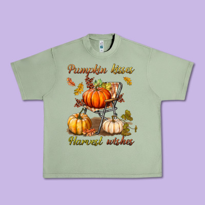 Pumpkin Kisses Harvest Wishes Urban Heavy Tee Designed By Bundleandbundleshop