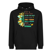 Black inspirational flower and quote design Heavyweight Hoodie - LillyAllenDesigns