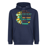 Navy inspirational flower and quote design Heavyweight Hoodie - LillyAllenDesigns