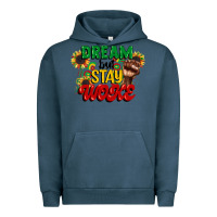 Pigment Midnight Navy dream but stay woke juneteenth Urban Hoodie - CowGirlArtShop