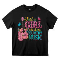 Black just a girl who loves country music Heavy Core Tee - texasbilliewilder