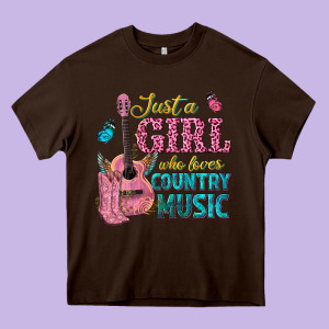 Just A Girl Who Loves Country Music Heavy Core Tee Designed By Texasbilliewilder
