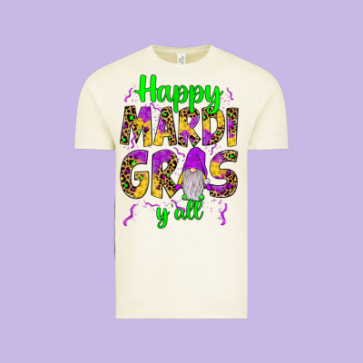 Happy Mardi Gras Y'all Gnome Vintage Tee Designed By Jahusdesignshop