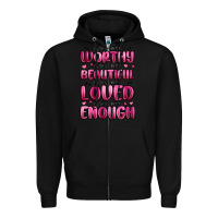 Black you are worthy you are beautiful Zipper Hoodie - MaliasSmallBusiness