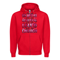 Red you are worthy you are beautiful Zipper Hoodie - MaliasSmallBusiness