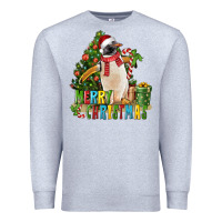 Heather Grey Merry Christmas Penguin Premium Sweatshirt - LillyAllenDesigns