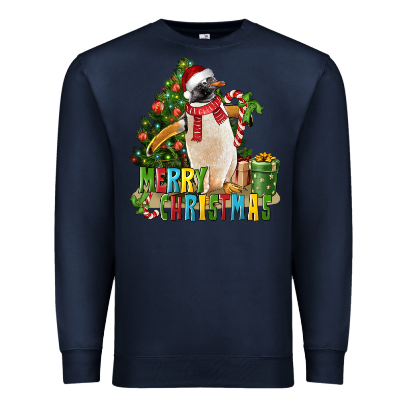 Merry Christmas Penguin Premium Sweatshirt by LillyAllenDesigns | Teevron