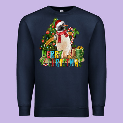 Merry Christmas Penguin Premium Sweatshirt Designed By Lillyallendesigns