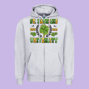 St. Patricks University Zipper Hoodie Designed By Maliassmallbusiness