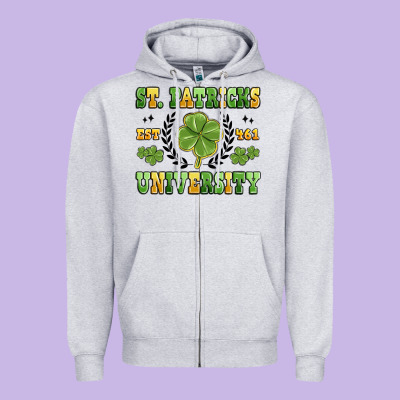St. Patricks University Zipper Hoodie Designed By Maliassmallbusiness