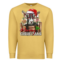 Antique Gold Merry Christmas Alpine Goat Premium Sweatshirt - LillyAllenDesigns