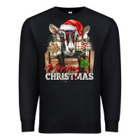 Black Merry Christmas Alpine Goat Premium Sweatshirt - LillyAllenDesigns