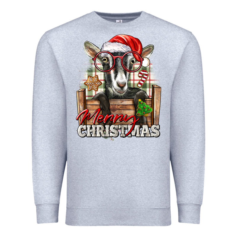 Merry Christmas Alpine Goat Premium Sweatshirt by LillyAllenDesigns | Teevron