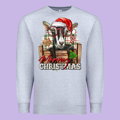 Merry Christmas Alpine Goat Premium Sweatshirt Designed By Lillyallendesigns
