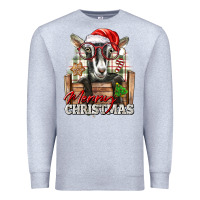 Heather Grey Merry Christmas Alpine Goat Premium Sweatshirt - LillyAllenDesigns