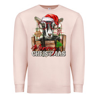 Pale Pink Merry Christmas Alpine Goat Premium Sweatshirt - LillyAllenDesigns