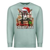 Seafoam Merry Christmas Alpine Goat Premium Sweatshirt - LillyAllenDesigns