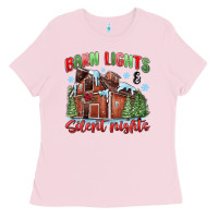 Bubblegum Pink barn lights and silent nights Ladies Tee - MaliasSmallBusiness