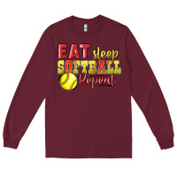 Burgundy Eat Sleep Softball Repeat Long Sleeve Tee - LillyAllenDesigns
