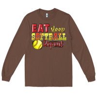 Chestnut Eat Sleep Softball Repeat Long Sleeve Tee - LillyAllenDesigns